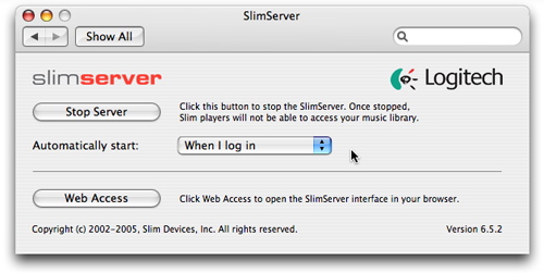 SlimServer System Pref